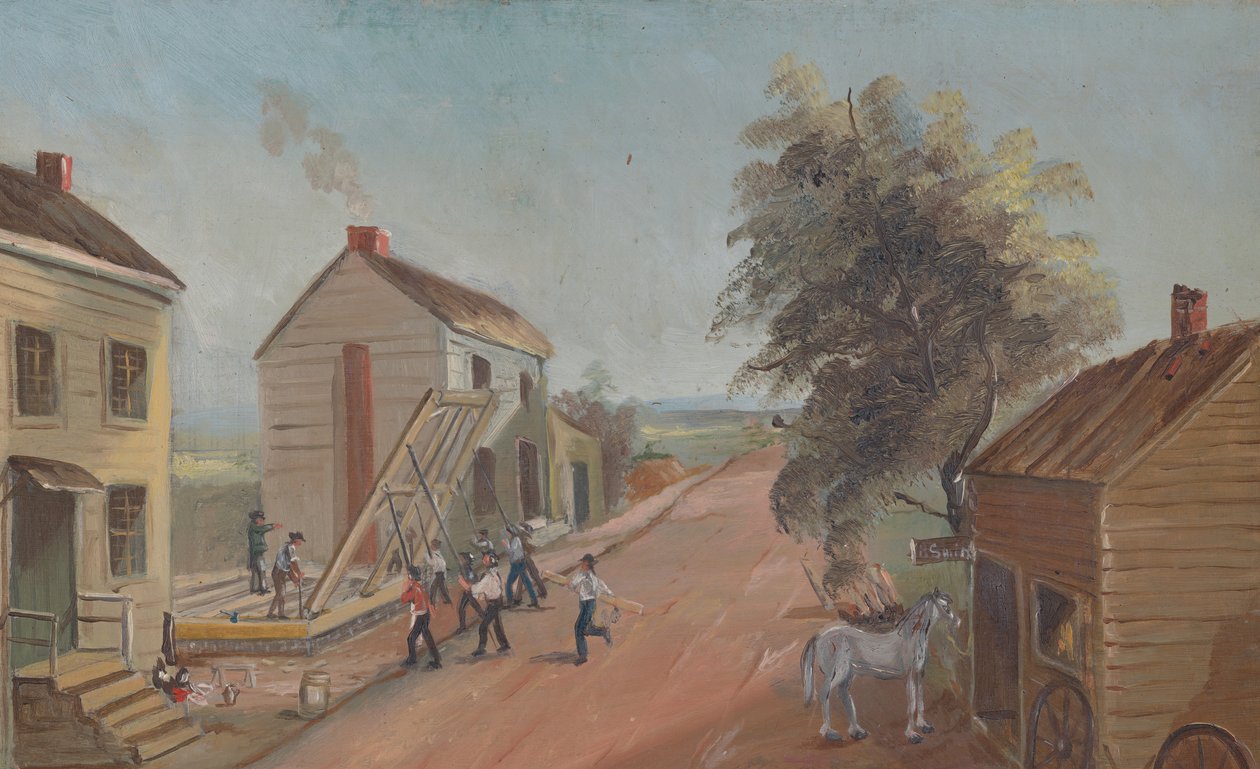 Házépítés, 1870-es évek. alkotó: William P. Chappel
