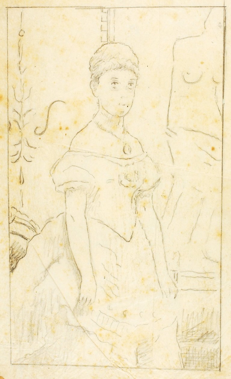 Hölgy estélyi ruhában, Milói Vénusz alakjával alkotó: William Page