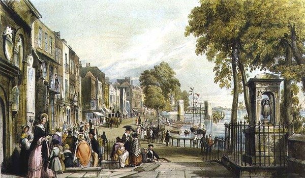 Chelsea Old Church és Sir Hans Sloane sírja (litho) alkotó: William Parrott