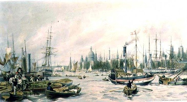 London Bridge a medencétől (litho) alkotó: William Parrott