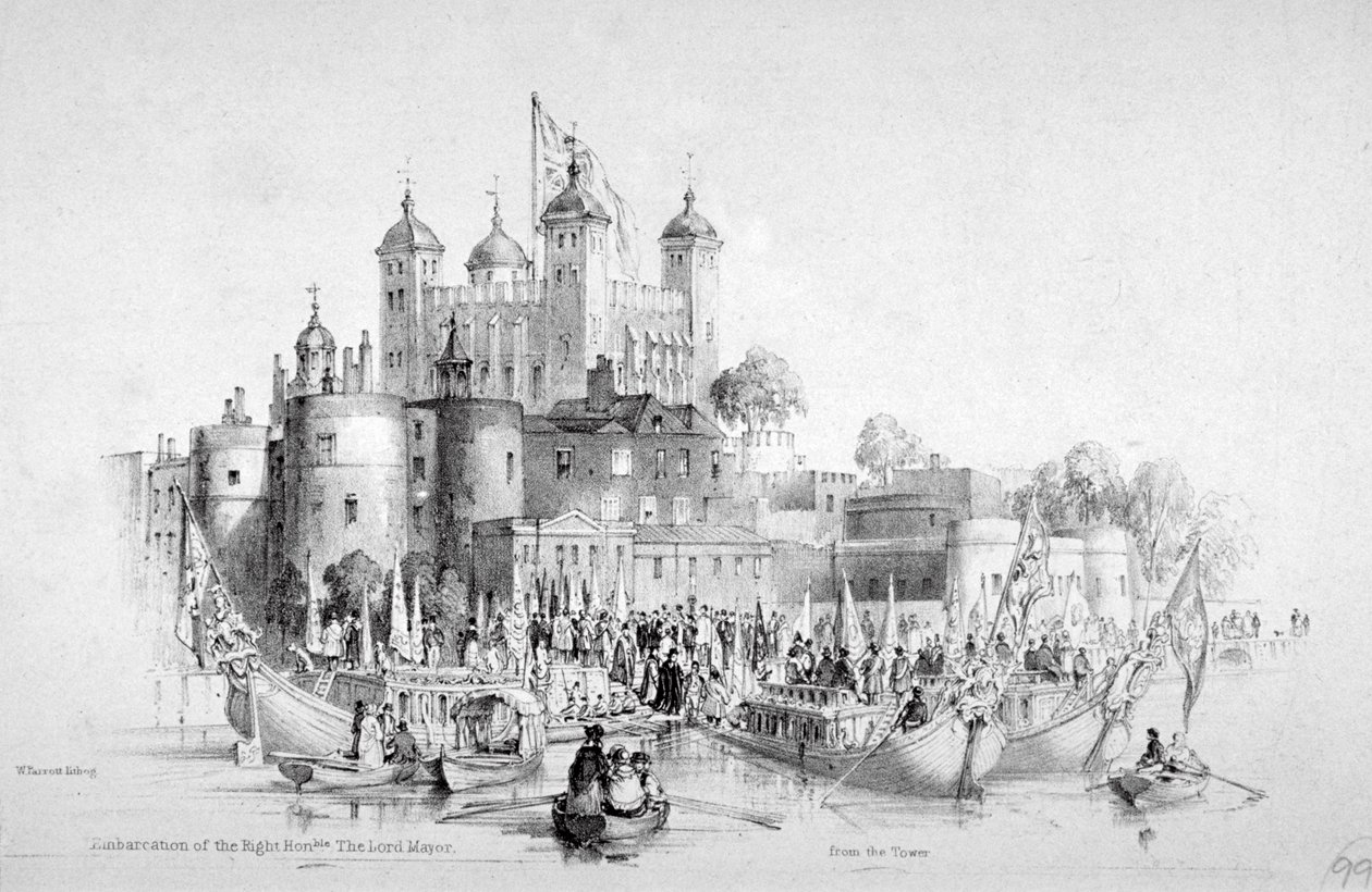 Thomas Johnson főpolgármester és kísérete a londoni Towerből indulva, 1840 alkotó: William Parrott