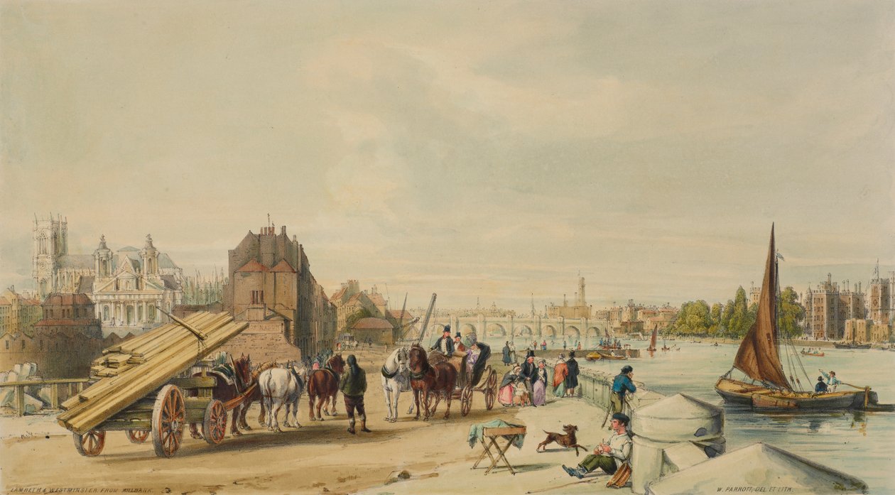 Millbank, Westminster, London, 1840. alkotó: William Parrott