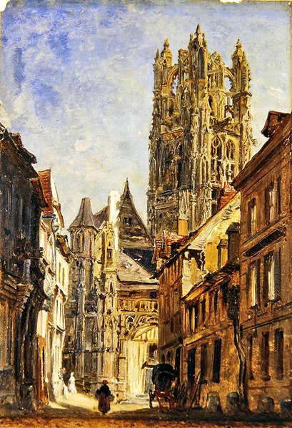 St Laurent-templom, Rouen, 1860 körül (olaj, papírra fektetve) alkotó: William Parrott