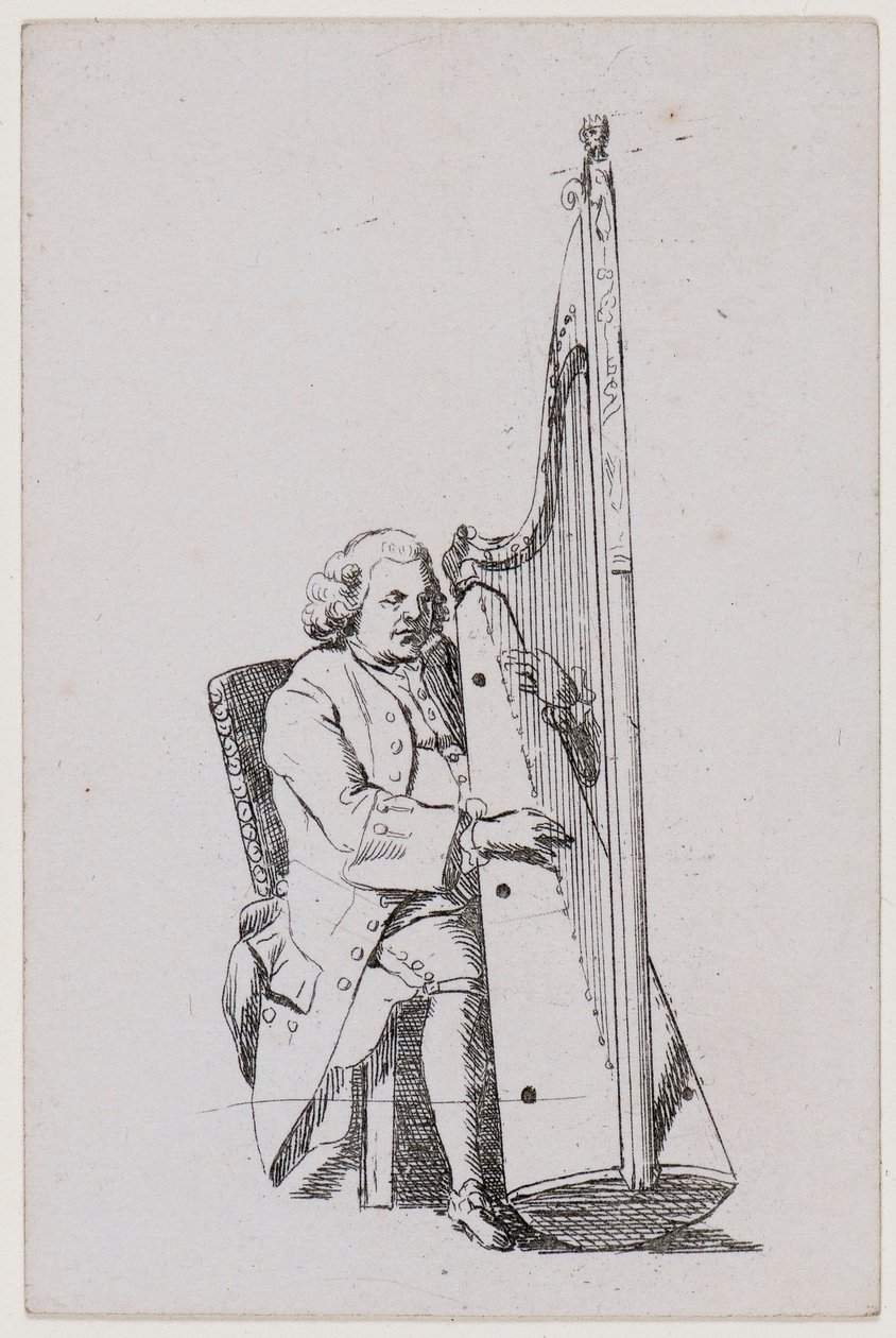 John Parry hárfán játszik, 1760-1780. alkotó: William Parry