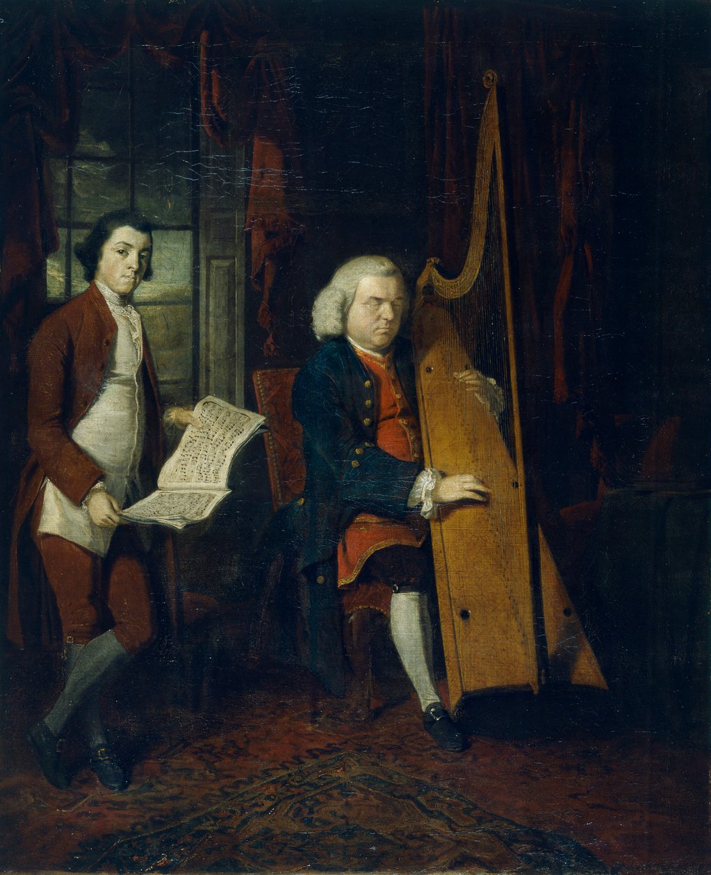 John Parry, a vak hárfaművész egy asszisztenssel, 1770-1780. alkotó: William Parry