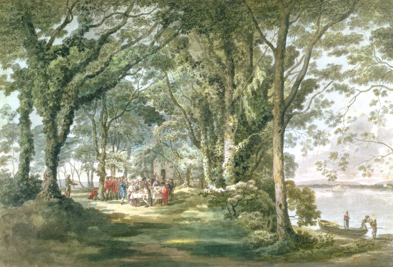 Táj alakokkal egy szabadtéri étkezésen, 1760-1782 alkotó: William Pars