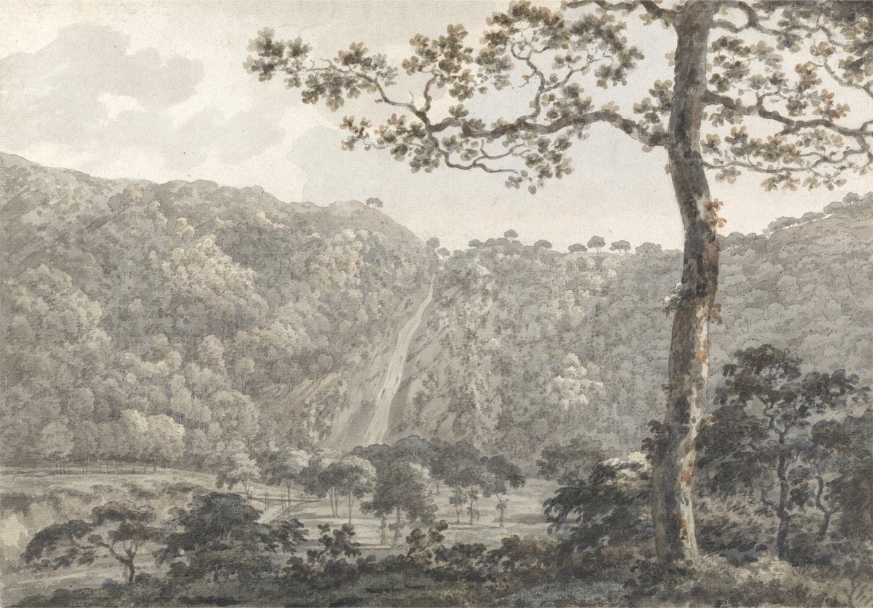 The Falls at Powerscourt, Co. Wicklow, Írország (wc papíron) alkotó: William Pars