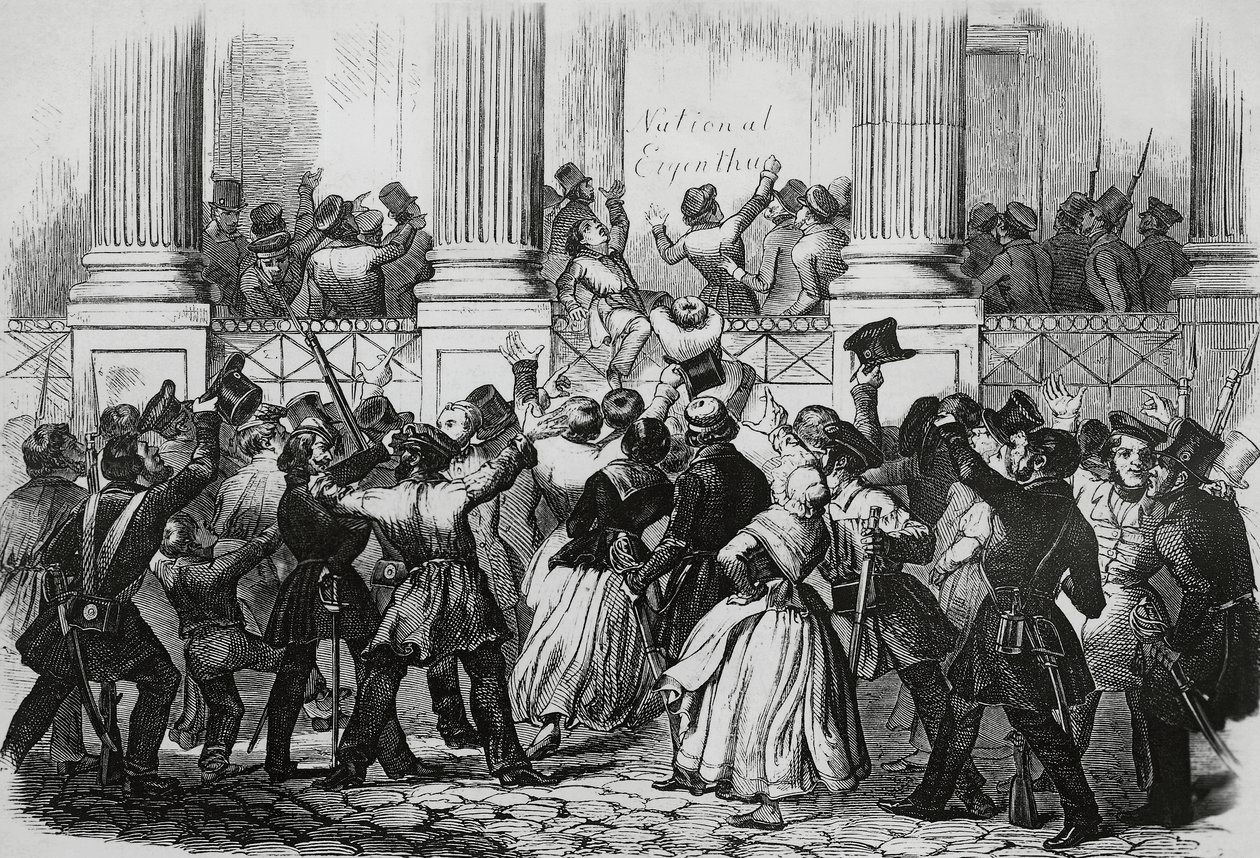 Berlini forradalom I. Vilmos palotája előtt, 1848. március, Németország alkotó: Nicolas Toussaint Charlet