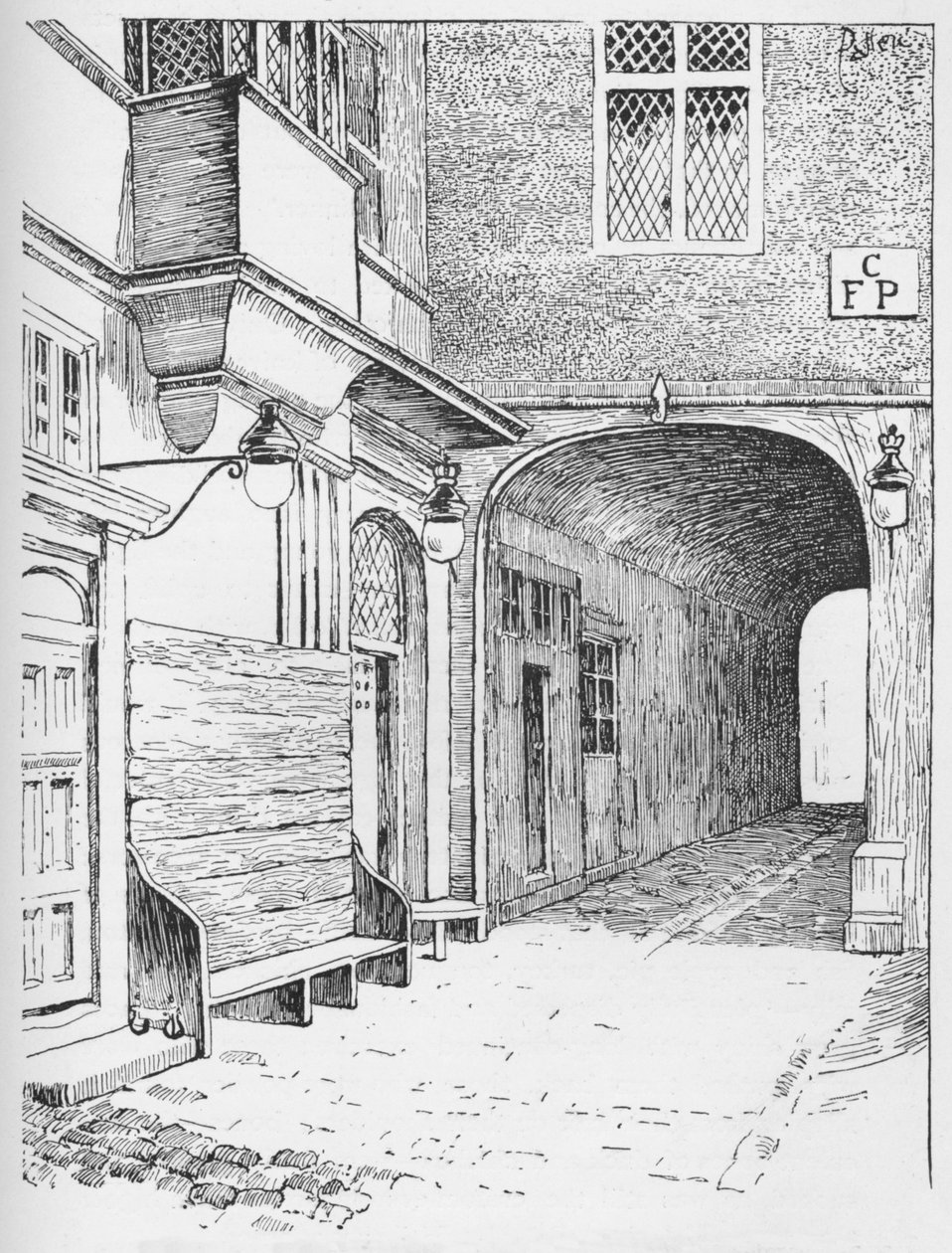 Az Entrance to Speakers Ward, ahogyan a tűz előtt megjelent, 1897 alkotó: William Patten