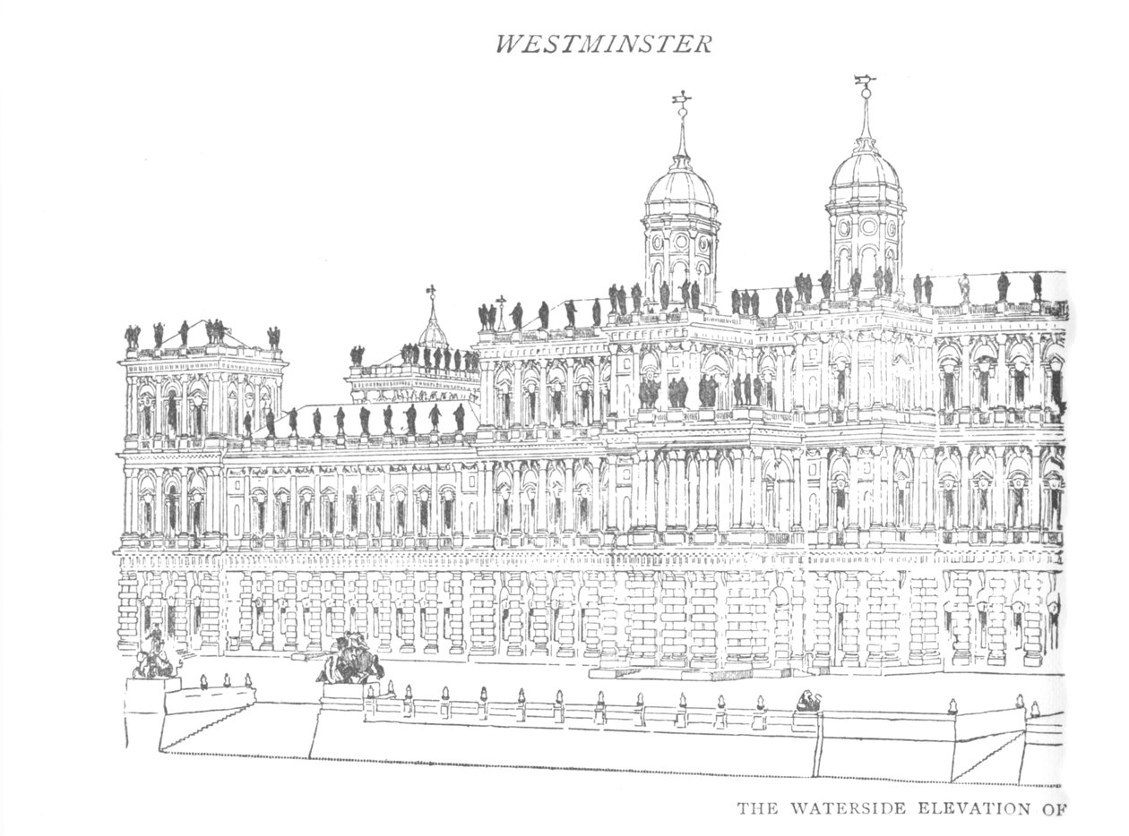 Inigo Jones javasolt palota vízparti magassága, 1897 alkotó: William Patten
