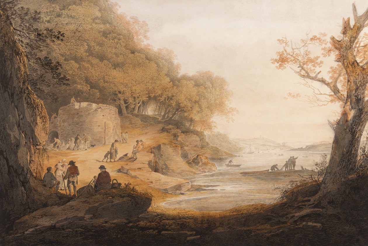 A mészkemence Crabtree-ben, Saltrammal szemben, Devon (tinta és WC papíron) alkotó: William Payne