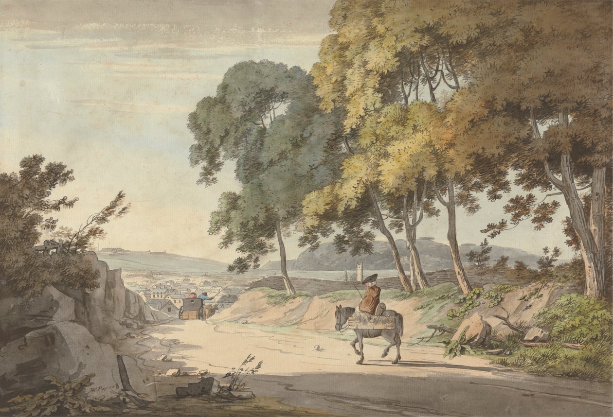 Plymouth kilátása a Seven Treesről, az Exeter Roadról alkotó: William Payne