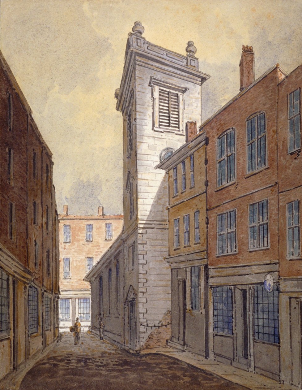 Szent György Botolph Lane templom a George Lane-ből, London városából, 1813 alkotó: William Pearson