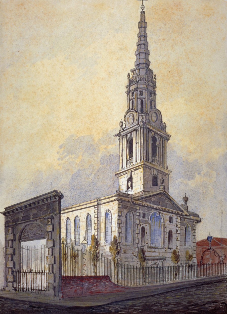 St Giles templom a mezőn, Holborn, London, 1815. alkotó: William Pearson