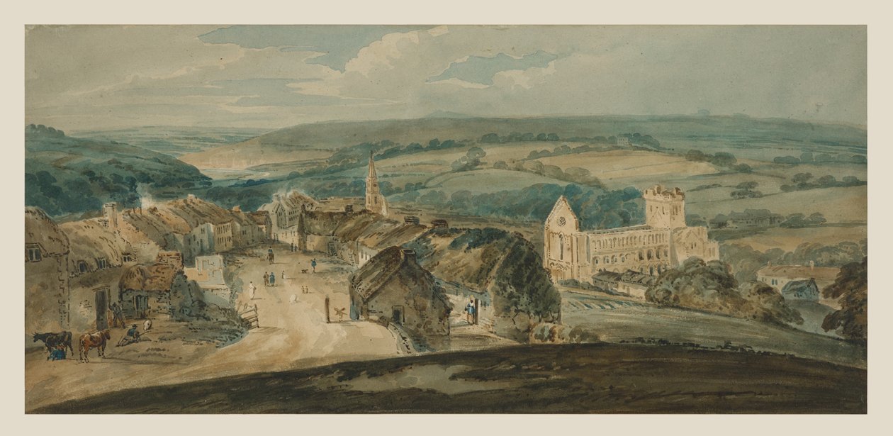 Jedburgh egy magasságból (akvarell papíron) alkotó: William Pearson