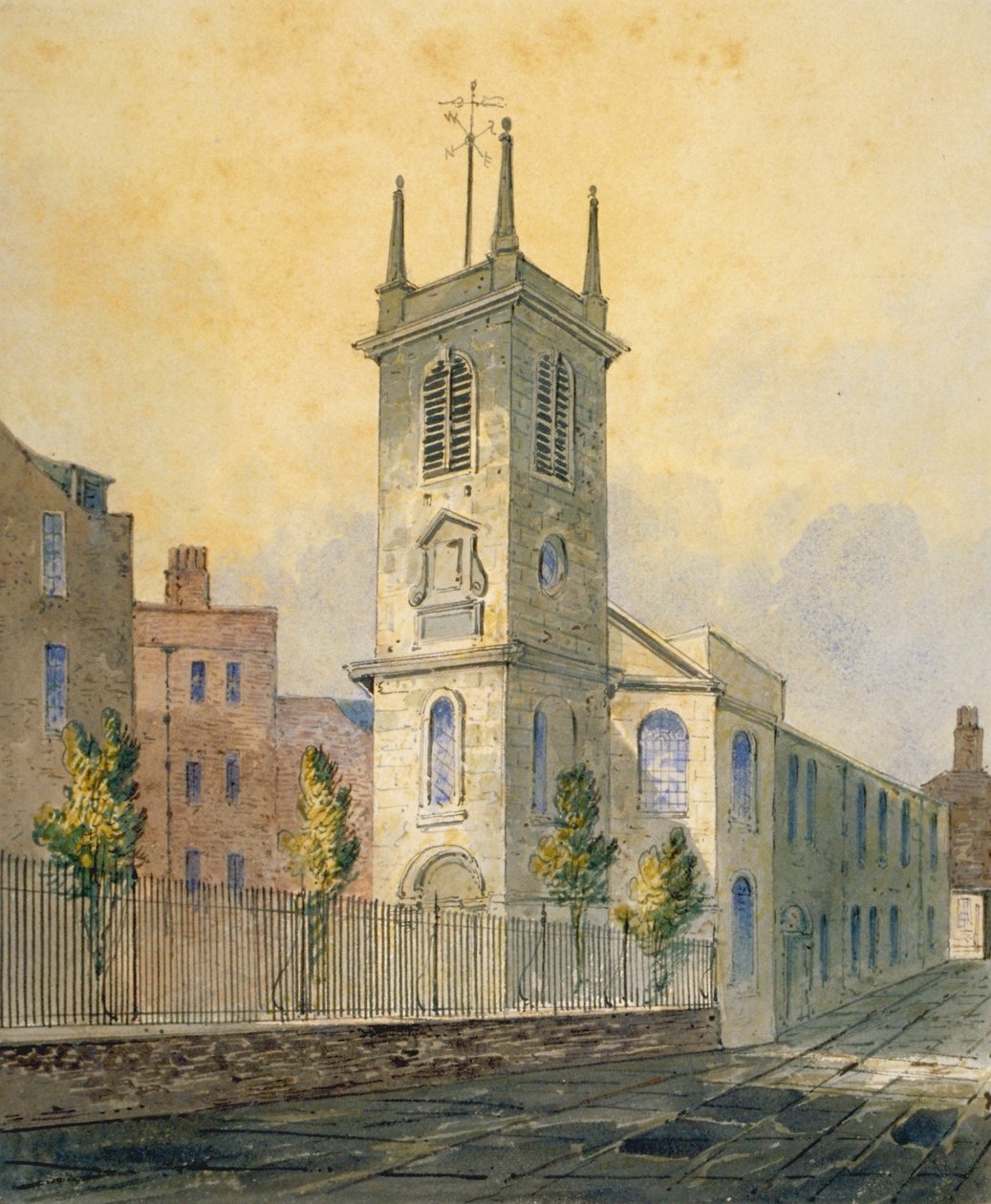 Délnyugati nézet a St Olave Jewry templomról, City of London, 1815 alkotó: William Pearson