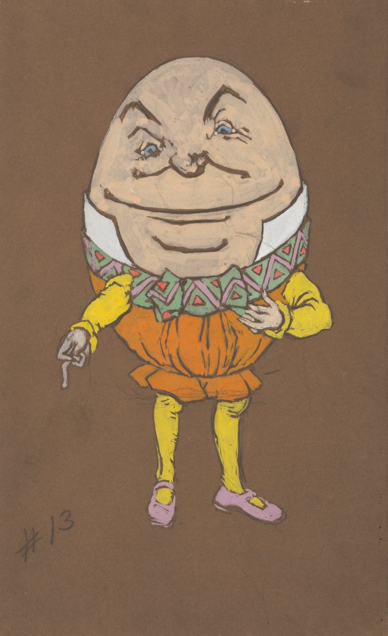 Humpty Dumpty jelmezterv Alice-in-Wonderland számára, 1915. alkotó: William Penhallow Henderson