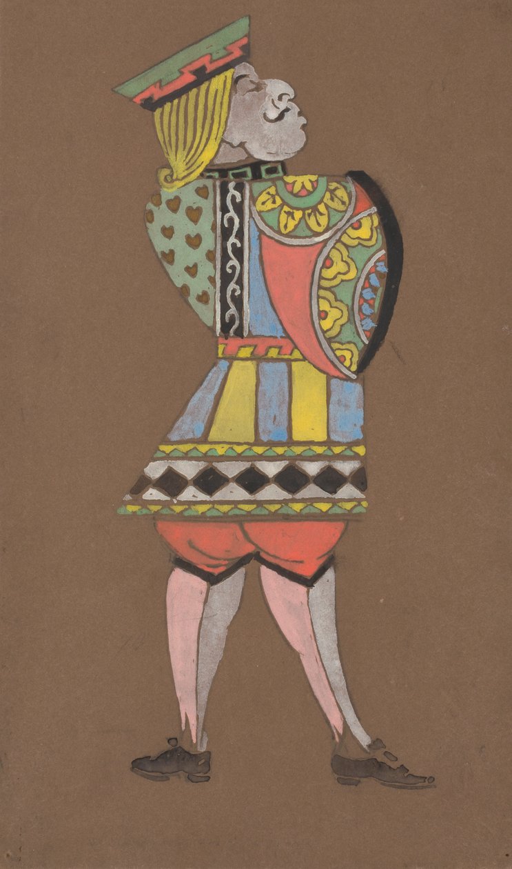 Knave of Hearts jelmeztervezés Alice-in-Wonderland számára. alkotó: William Penhallow Henderson