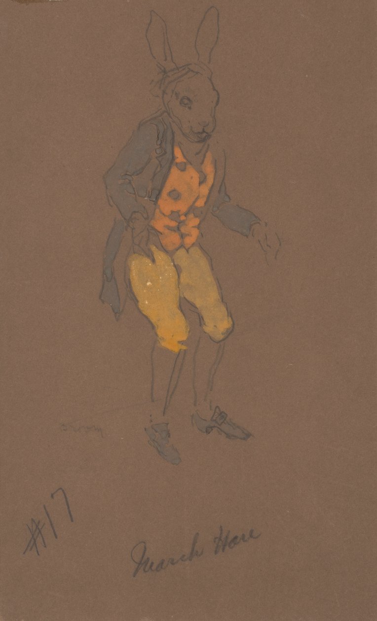 Március Hare jelmeztervezés Alice-in-Wonderland-ből, 1915. alkotó: William Penhallow Henderson