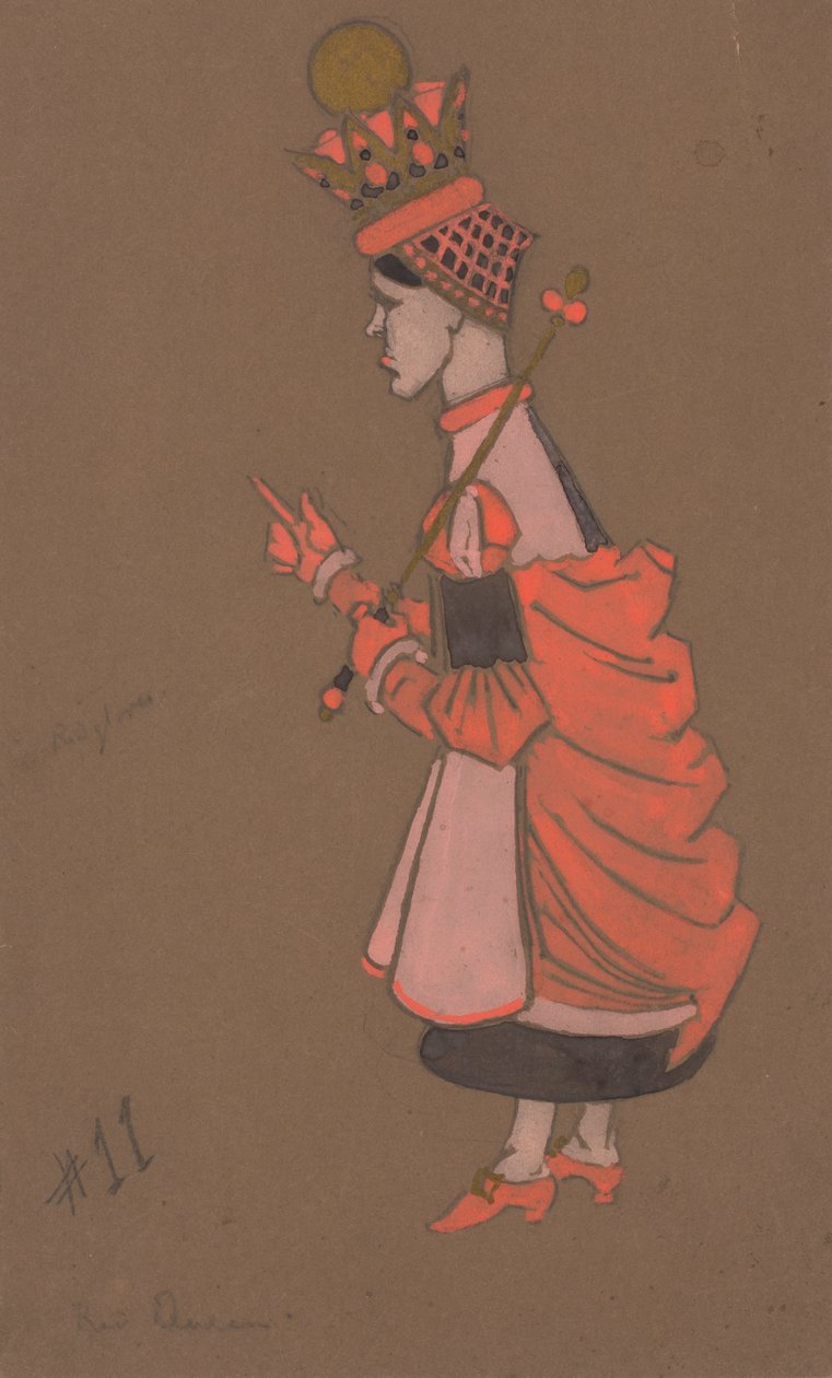 Vörös királynő jelmezterve az Alice-in-Wonderland számára 1915. alkotó: William Penhallow Henderson