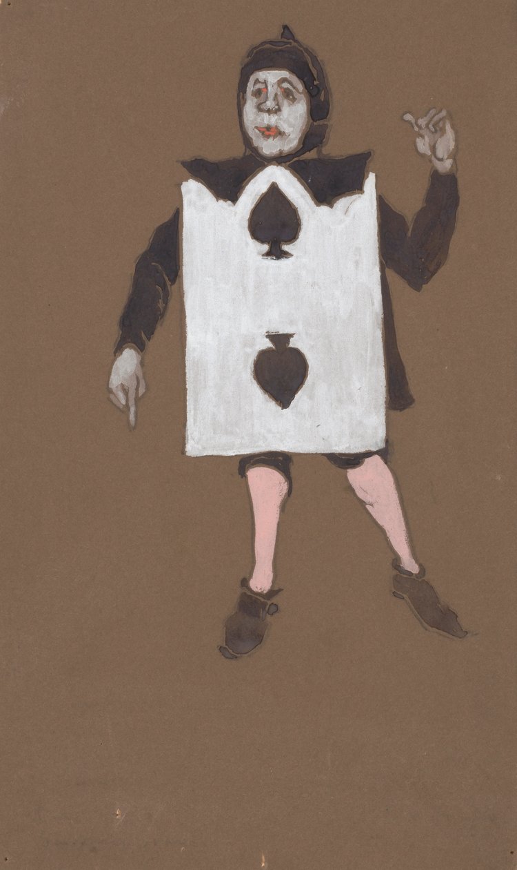 Two of Spades jelmeztervezés Alice-in-Wonderland számára, 1915. alkotó: William Penhallow Henderson