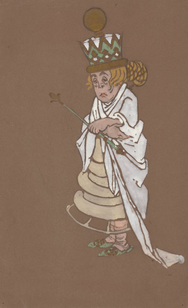 Fehér királynő jelmezterve az Alice-in-Wonderland-hez 1915. alkotó: William Penhallow Henderson