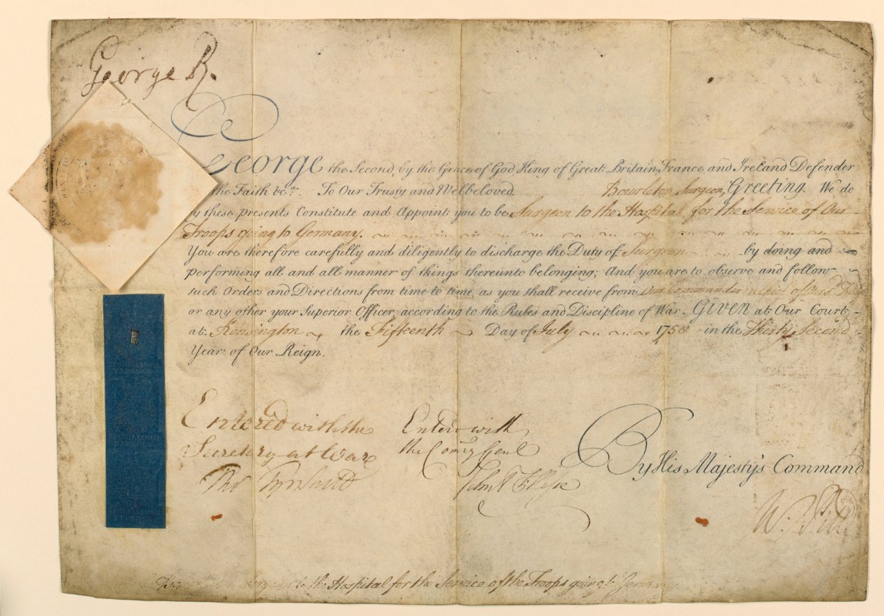 Felhatalmazás katonai sebész kinevezésére alkotó: William Pitt