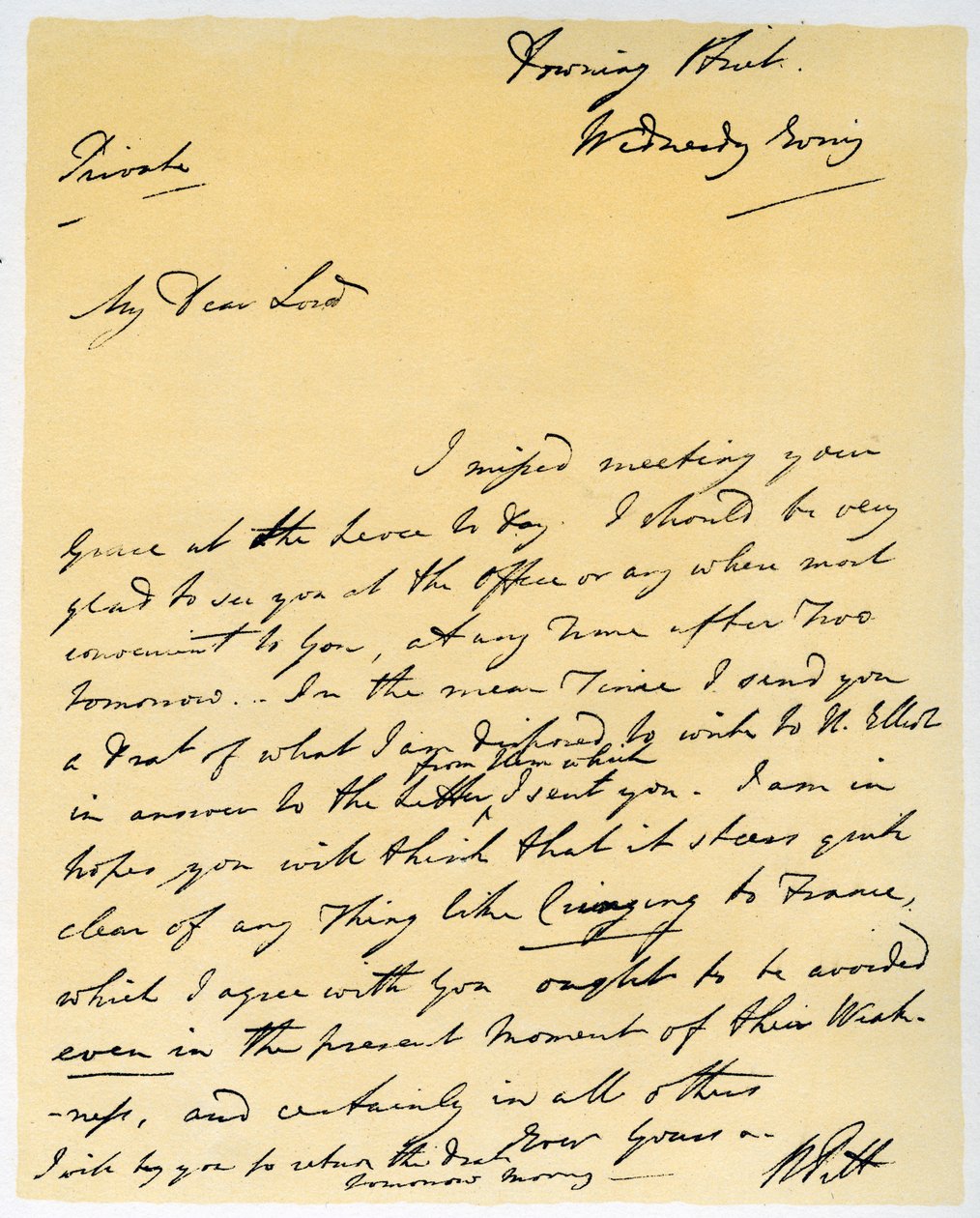 Az ifjabb William Pitt levele, 1790. október. alkotó: William Pitt