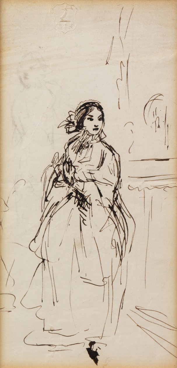 Siető lány (toll és tinta) alkotó: William Powell Frith