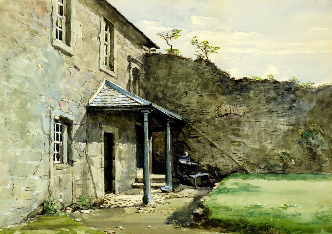 A tornác, a Mains-kastély vagy az udvar verandával, a Mains-kastély alkotó: William Proudfoot