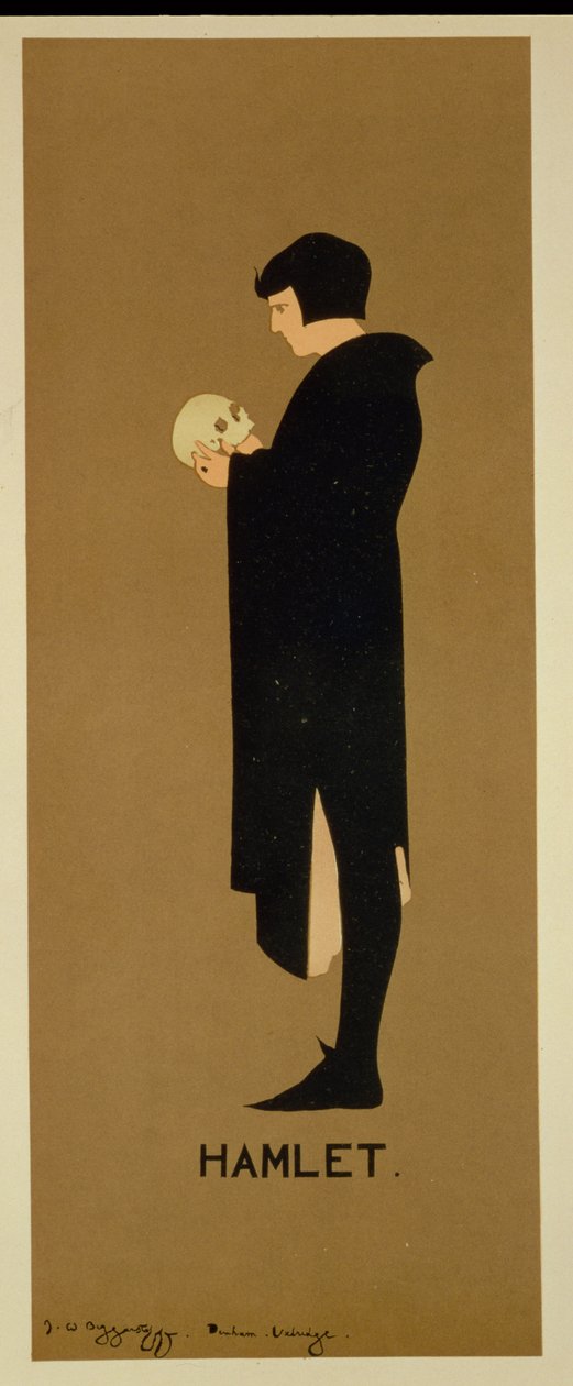 A „Hamlet” című darabot hirdető plakát reprodukciója (színes litó) alkotó: William and Pryde James Nicholson
