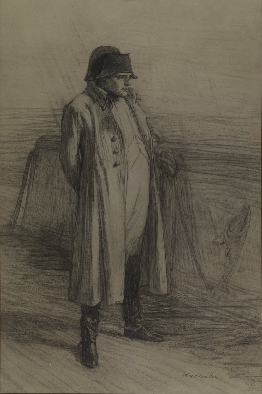 Napóleon a Bellerophon fedélzetén, 1880 körül (szén, fekete kréta) alkotó: William Quiller Orchardson