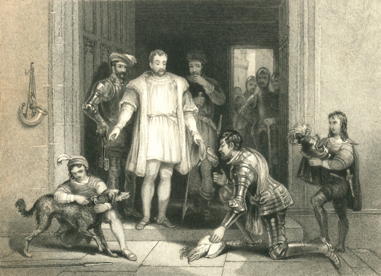 "Bolingbroke hamis hódolata II. Richárdnak, a Flint kastélyban", 1836 alkotó: William Radclyffe
