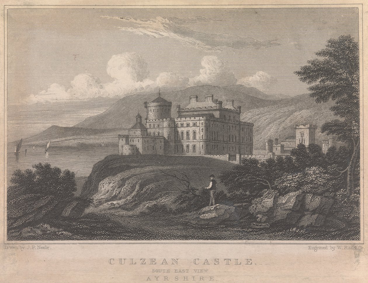Culzean kastély, South East View, Ayrshire; 84. oldal (Első kötet) alkotó: William Radclyffe