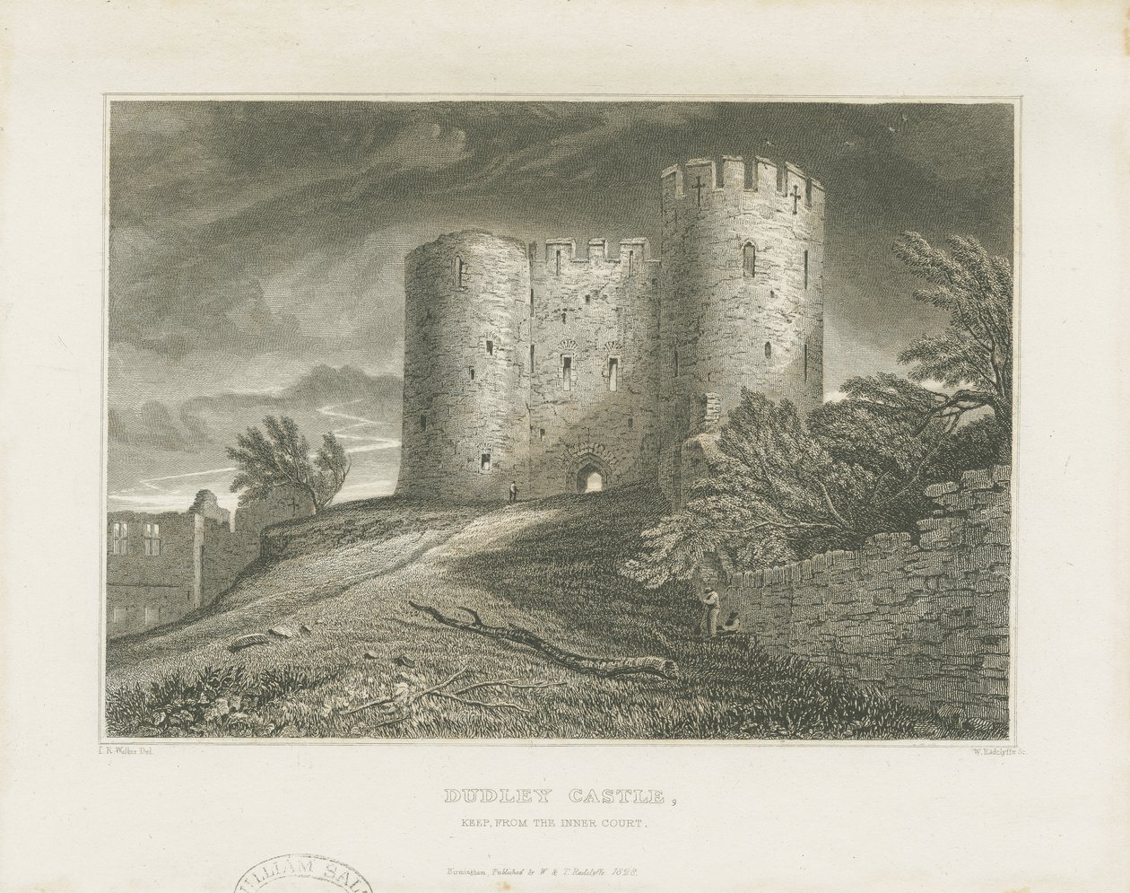Dudley kastély – The Keep: metszet, nd [c1828] alkotó: William Radclyffe