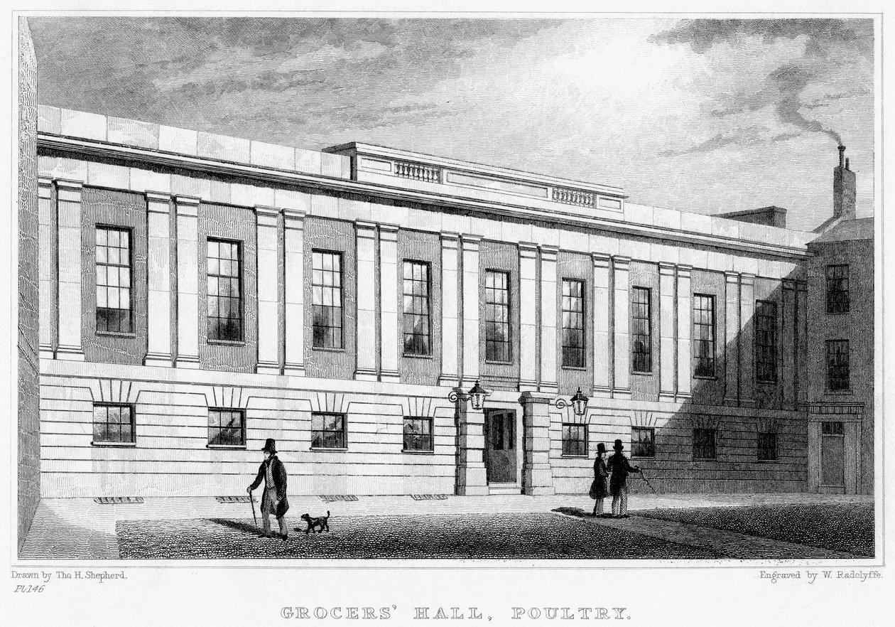 Grocers Hall, Poultry, London City, 19. század. alkotó: William Radclyffe