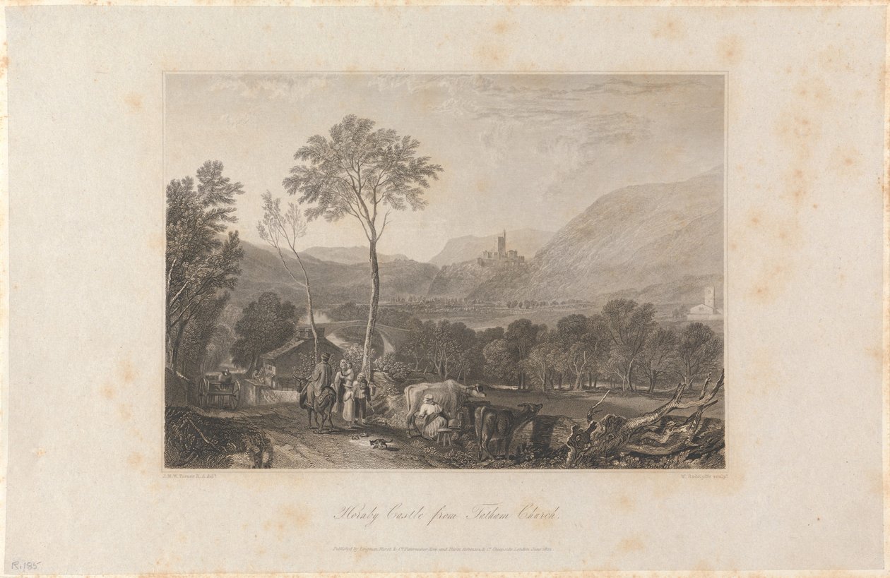 Hornby kastély a tathami templomtól nézve alkotó: William Radclyffe