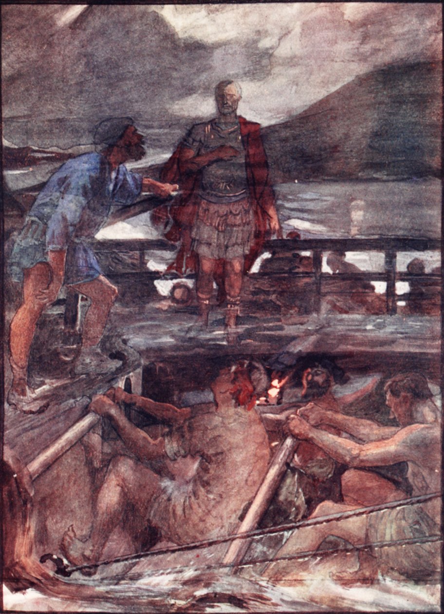 Caesar és a pilóta, illusztráció a "Plutarchos