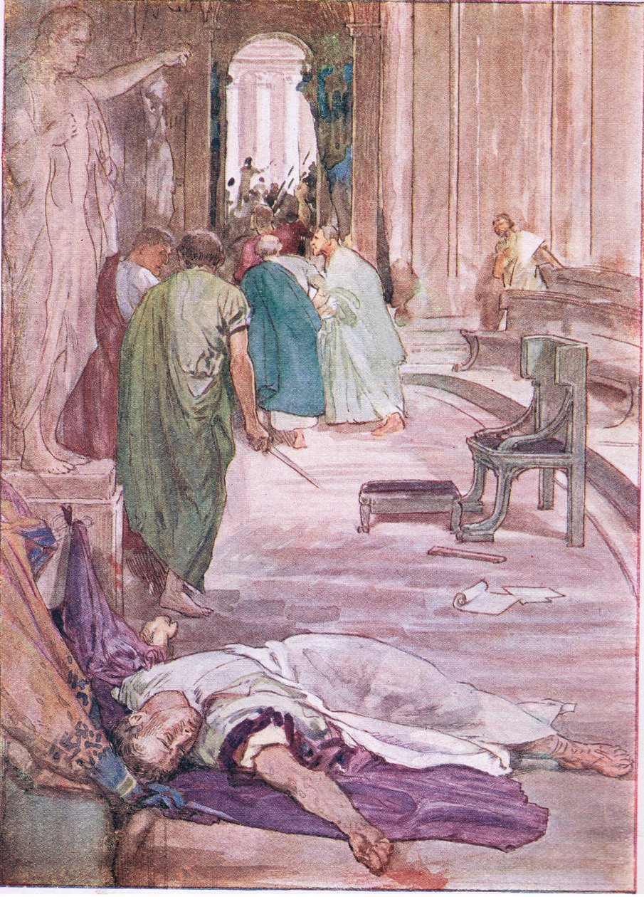 Caesar meggyilkolása, Plutarkhosz életéből, kiadó: T C & E C Jack Ltd, 1920-as évek. alkotó: William Rainey
