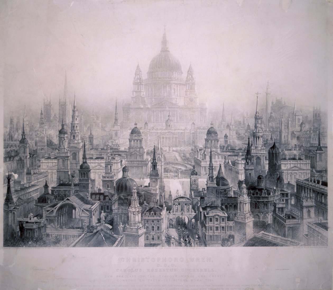 Christopher Wren épületeinek álomvárosa, 1842 alkotó: William Richardson