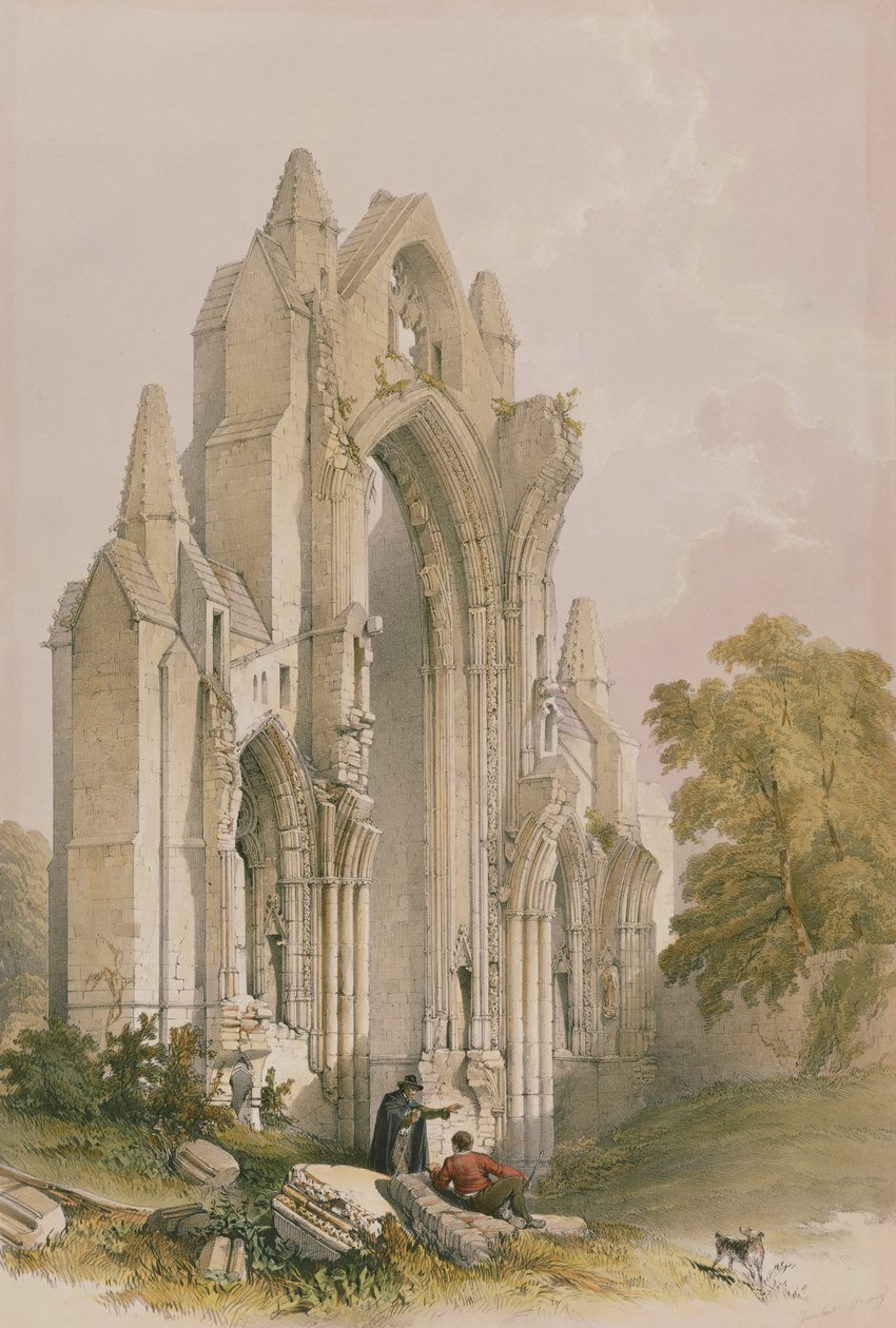 Guisborough Priory, East End belseje, Yorkshire kolostori romjaiból, George Hawkins (1819-52) metszetében, 1842 alkotó: William Richardson