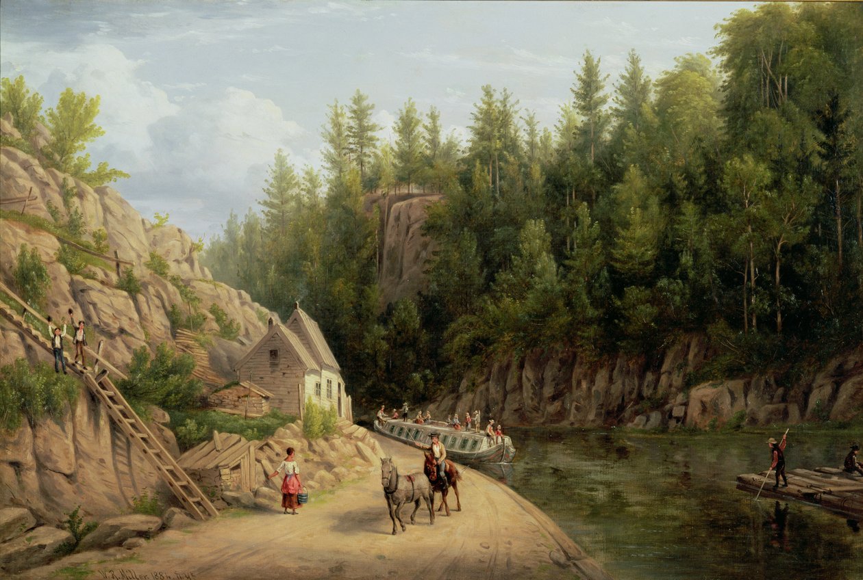 Erie-csatorna, Little Falls, New York, 1884 alkotó: William Rickarby Miller