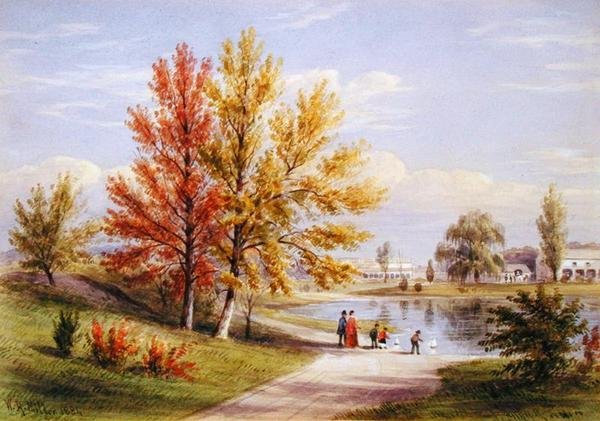The Upper Lake, Central Park, New York City alkotó: William Rickarby Miller