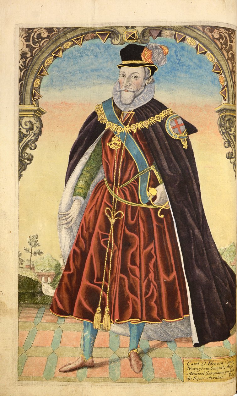 Charles Howard, Nottingham első grófja a Honor Military-től és Civill, William Segar, pub. Robert Barker, London, 1602 (kézzel színezett metszet) alkotó: William Rogers