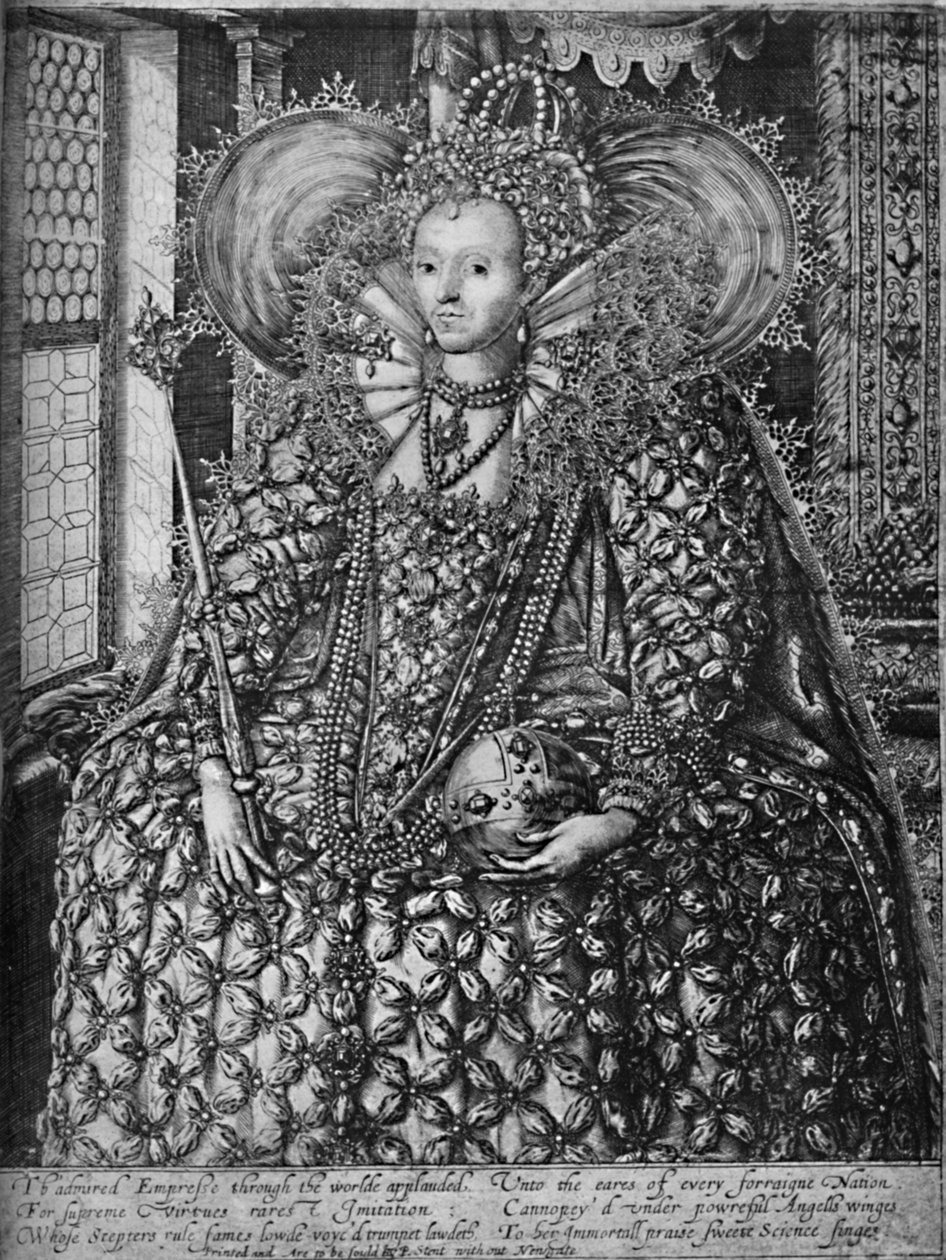 Erzsébet királynő egy rácsos ablakú szobában áll, c1592 1903 alkotó: William Rogers