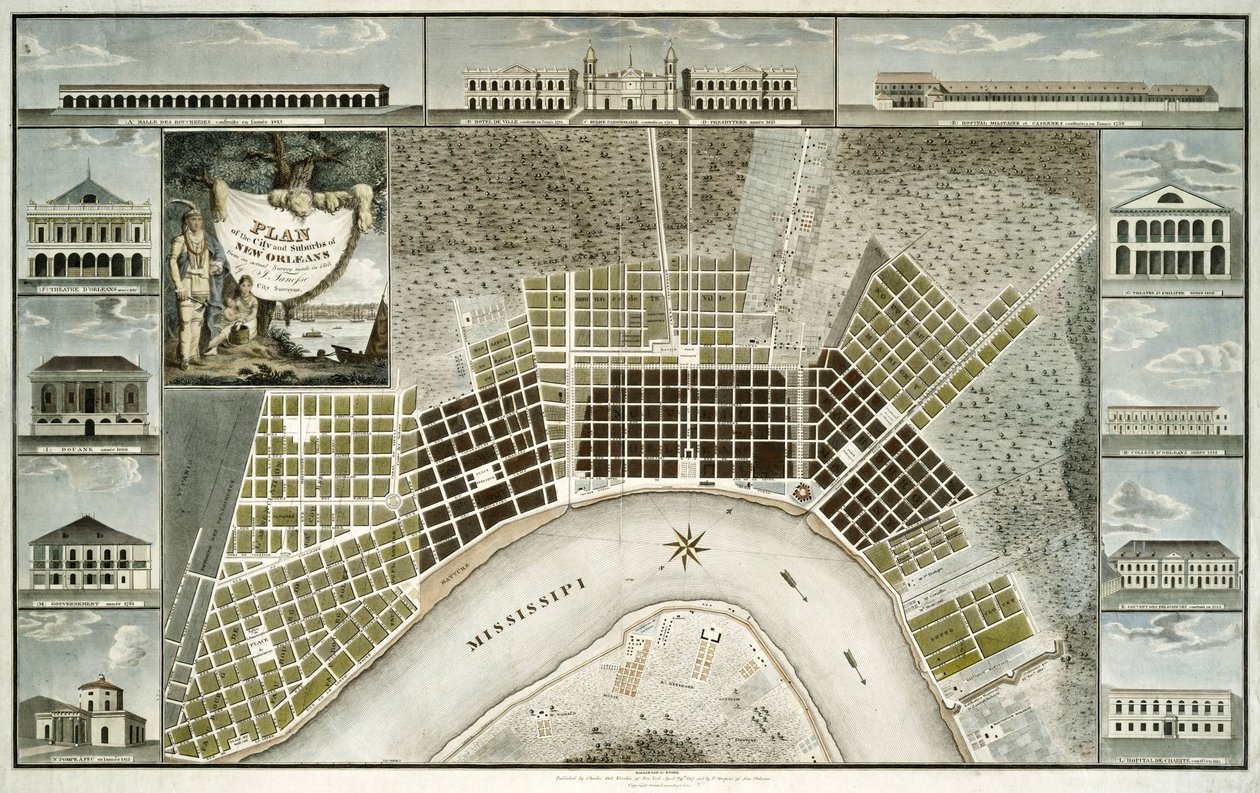 New Orleans városának és külvárosainak terve, 1817 alkotó: William Rollinson