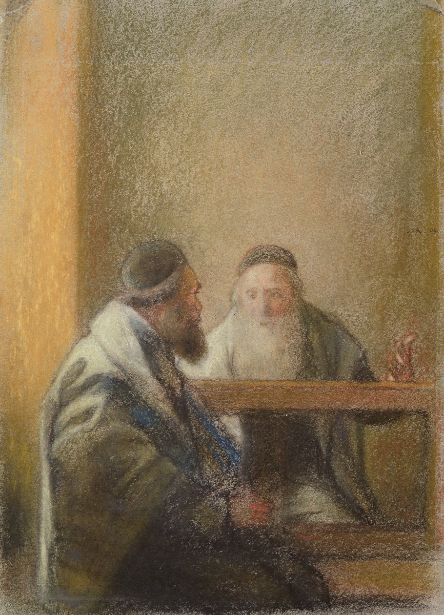 Belső két rabbival (pasztell, papíron) alkotó: William Rothenstein