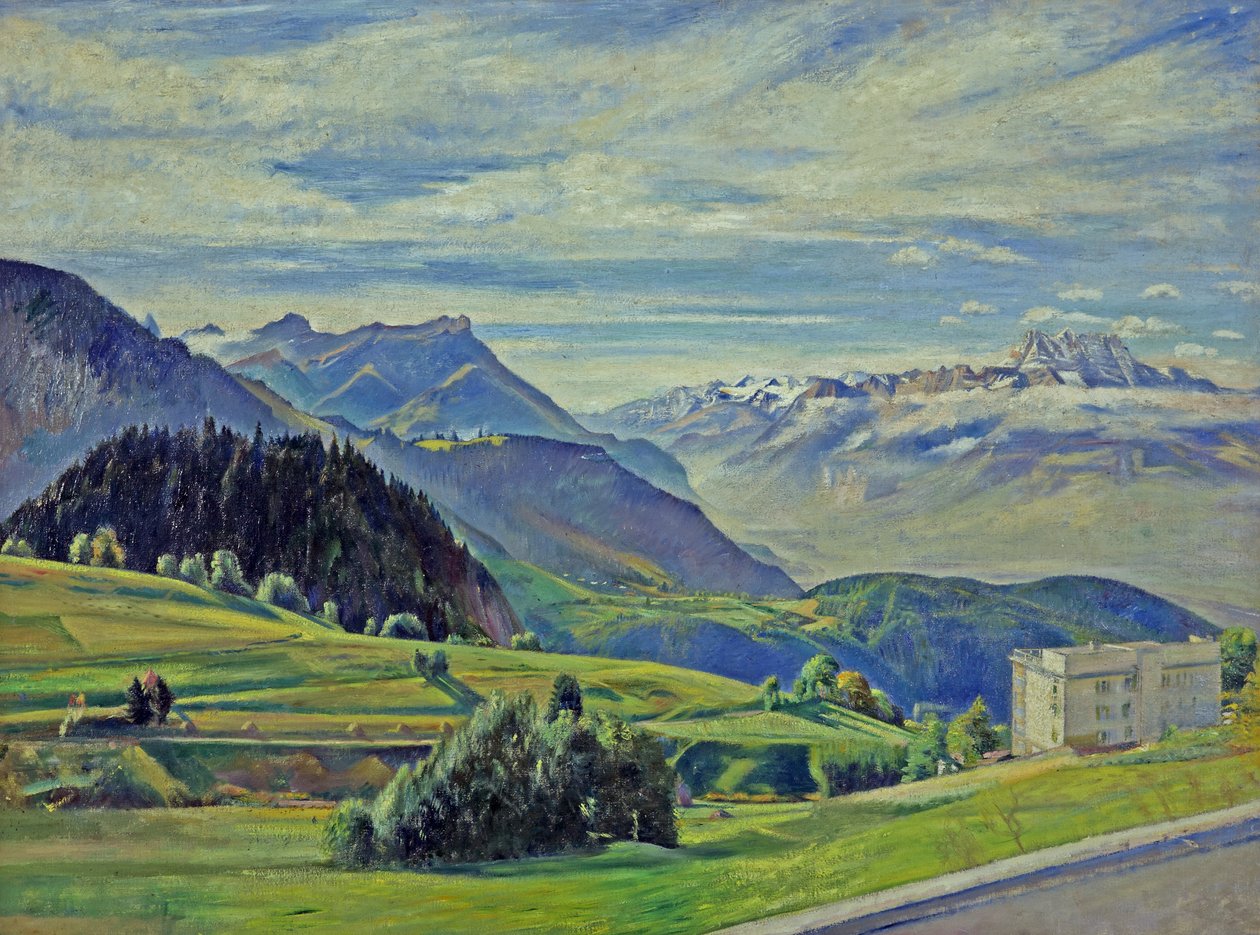 Le Dent du Midi, Leysin, Svájc (olaj, vászon) alkotó: William Rothenstein
