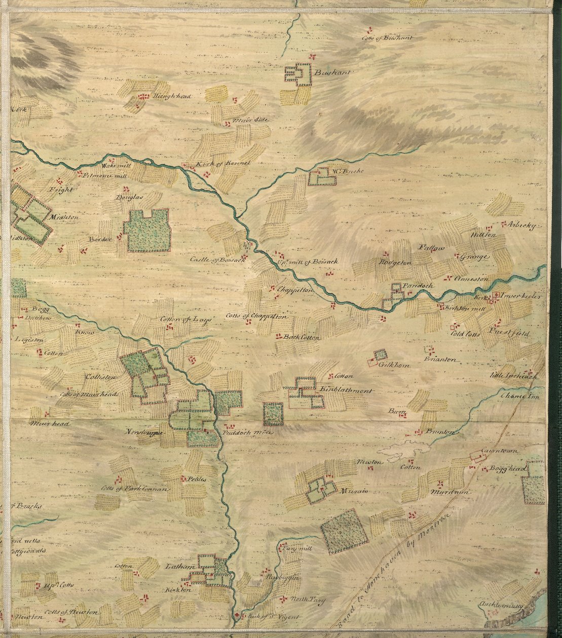 Roy térkép 19/3f: Colliston környéke, Forfarshire-ben (vagy Angusban), a Roy Military Survey of Scotlandból alkotó: William Roy