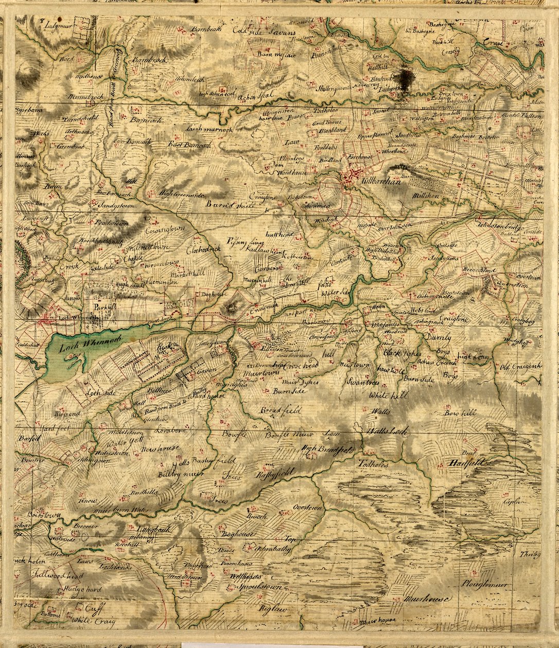 Roy Skócia alföldi térképe, amely a Loch Whinnoch-t tartalmazza alkotó: William Roy